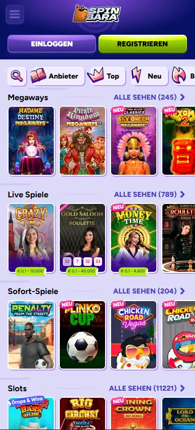 spinbara mobile games page