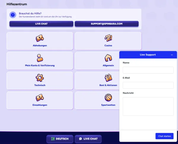 spinbara support page